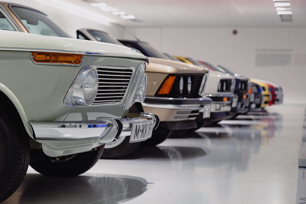 classic cars parked in a climate controlled garage