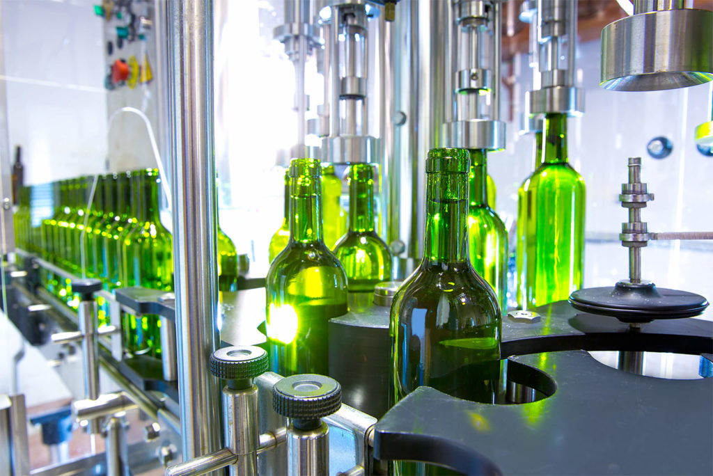 glass bottling plant assembly line