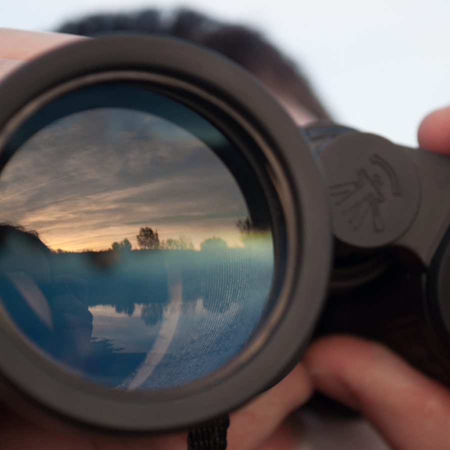 Collaboration and Visibility: The Building Blocks of a Stronger, More Agile Supply Chain 1 binocular lens being help up by man
