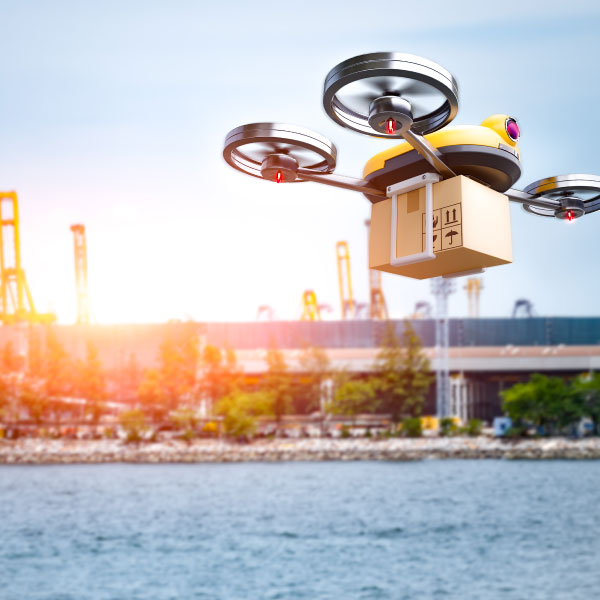 Supply Chains of the Future 1 drone delivering a package